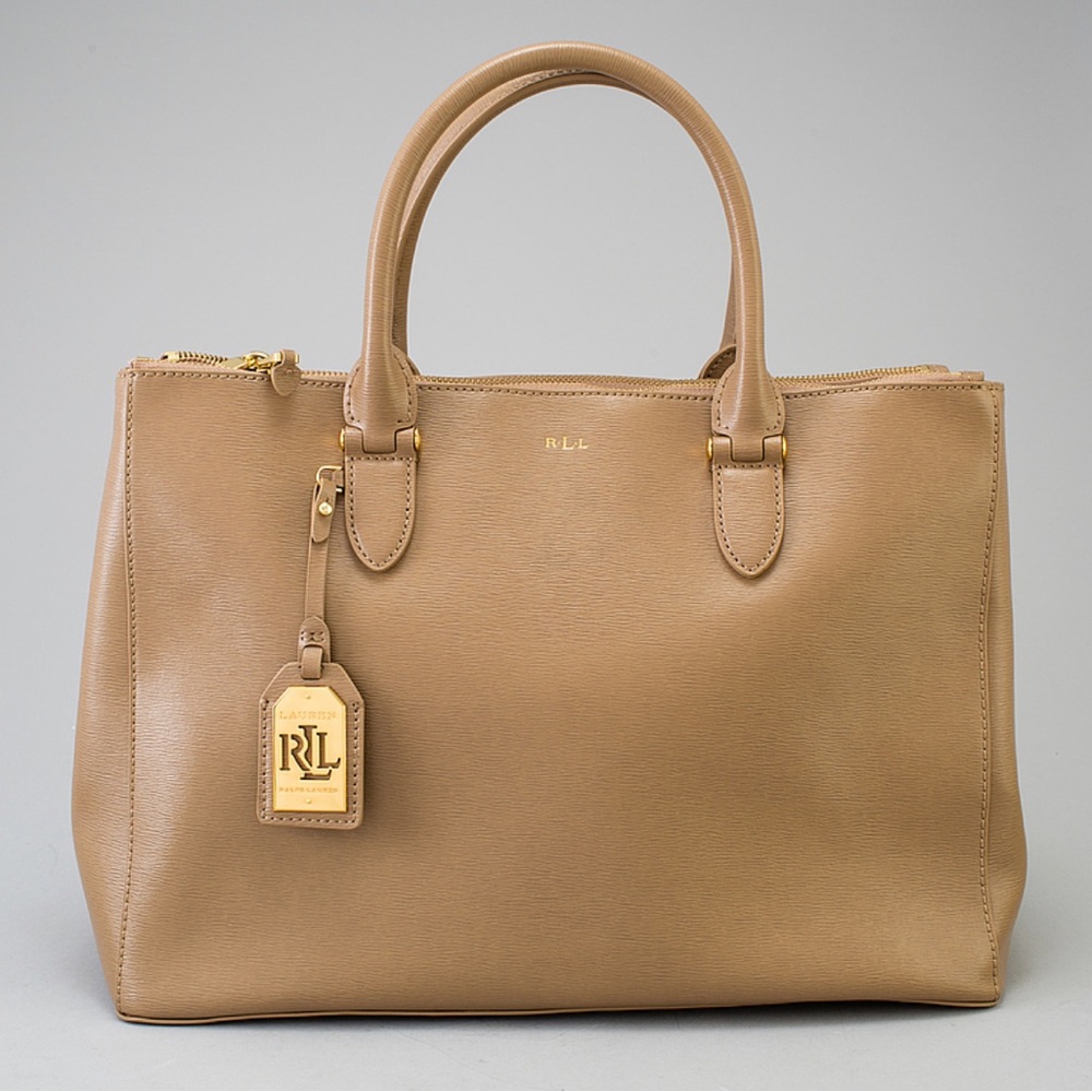 "Newbury Double-Zip Satchel" bag by Ralph Lauren|| (Missing front Charm)